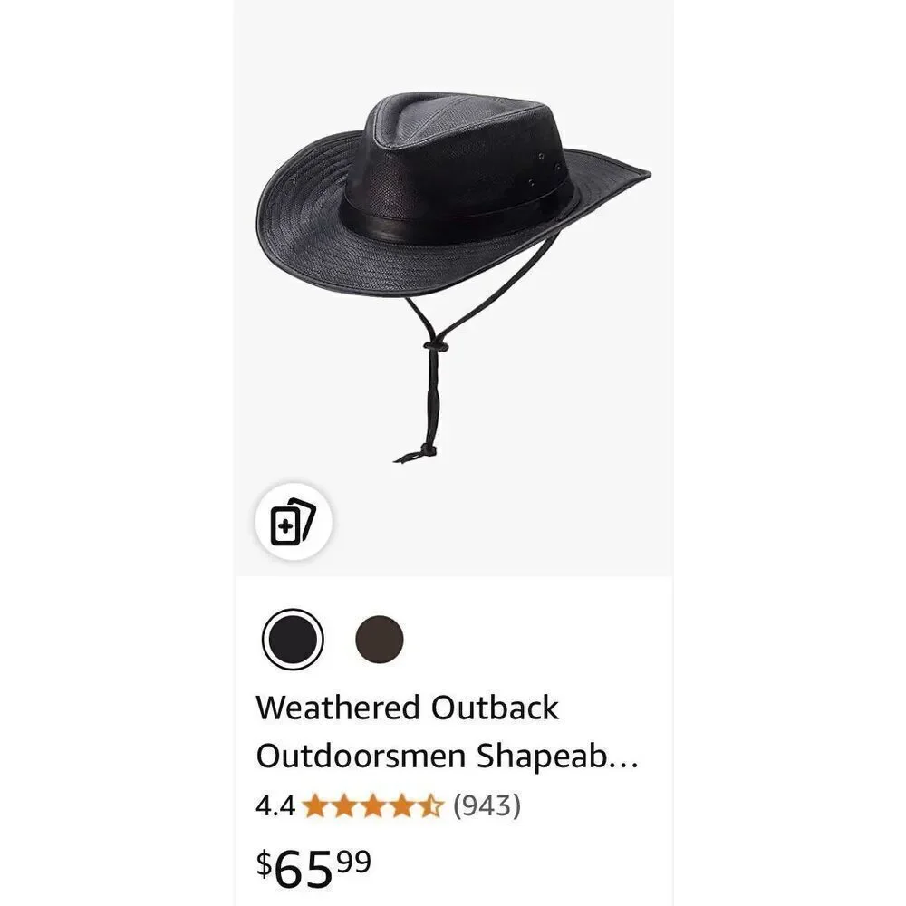 Silver Canyon Weathered Outback Outdoorsmen Shapeable Hat with Chin Cord
